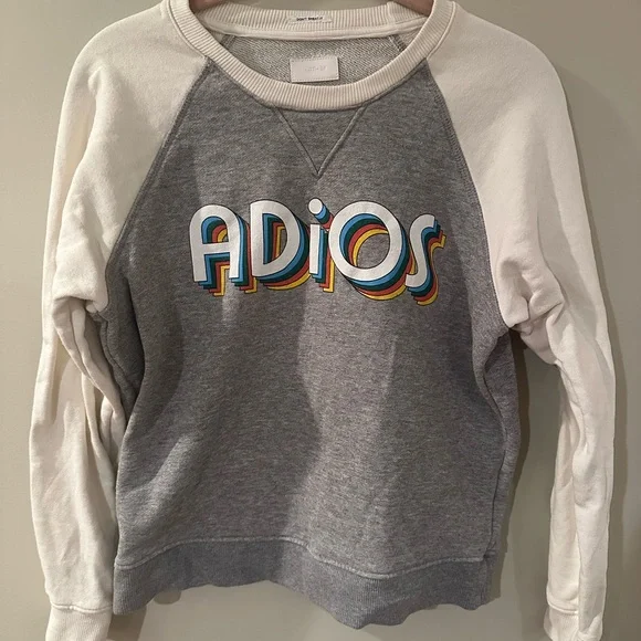 5/$25!! MOTHER Adios Sweatshirt - Gray and Cream - Picture 2 of 6